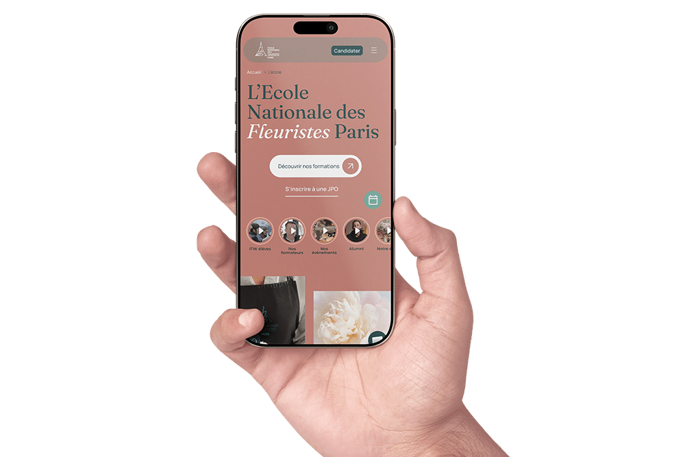 Version mobile, refonte, WordPress, École nationale des fleuristes.