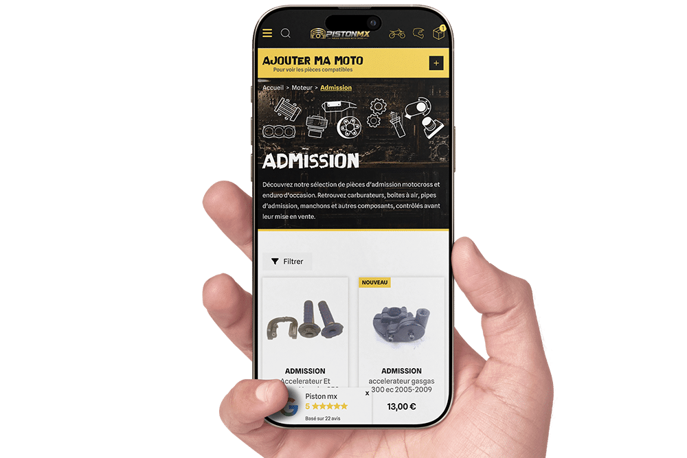 Version PrestaShop mobile de moto piston mx